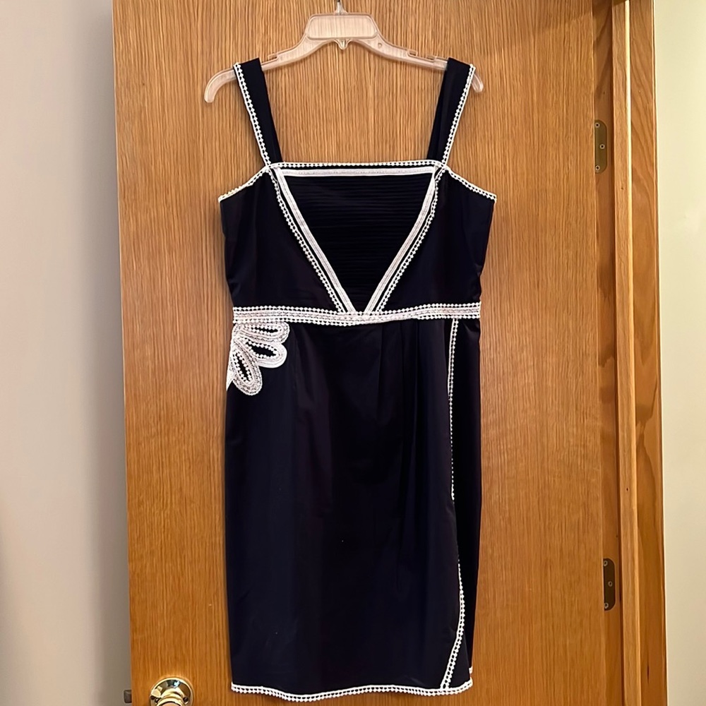 ANTONIO MELANI Navy and White Mini Dress